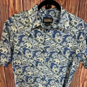 Blue Print Short sleeve oxford shirt by Cremieux Premium Denim in Men's Size M.